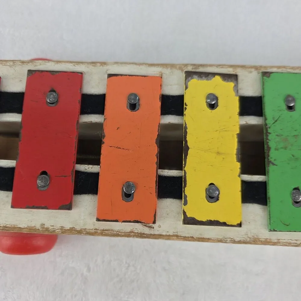Vintage 1978 Fisher-Price No 870 Musical Xylophone Pull-a-Tune Toy W/ Mallet USA